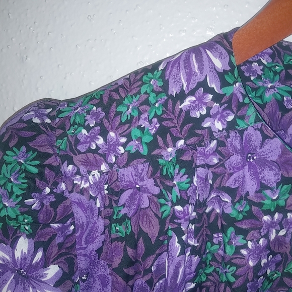 E.D. Michaels 6 S Vintage Sweet 80s Purple Floral Fit Flare Dress - Picture 4 of 8